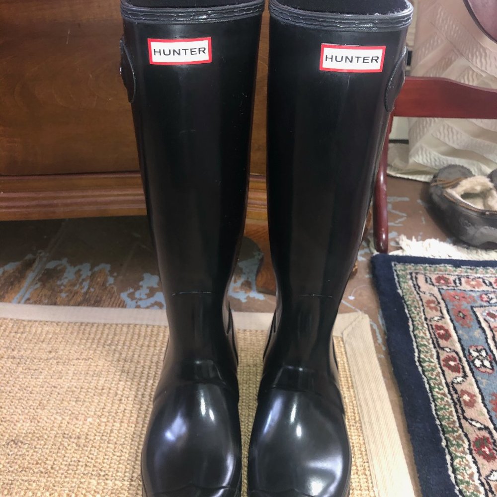 Original Tall Gloss Rain Boots: Black